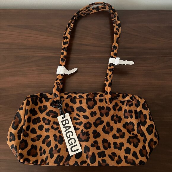 BAGGU Nylon Bowler Bag in Leopard NWT - Picture 5 of 5